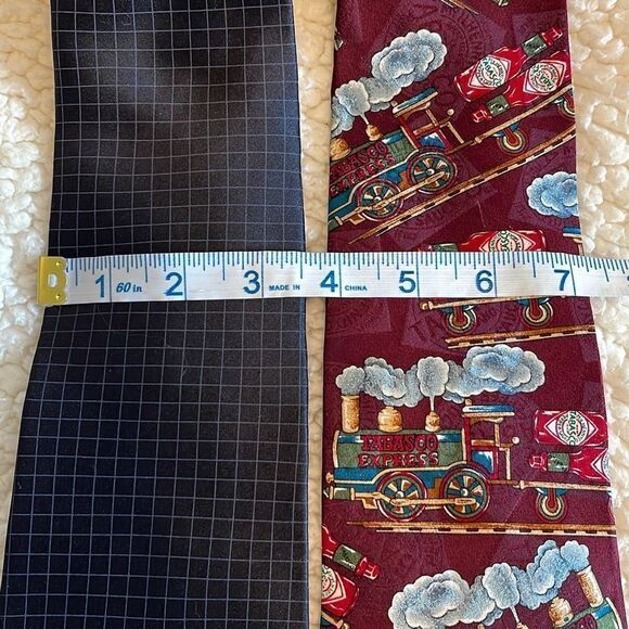 Tie‎ Bundle. 100% Silk. Black Check/Tabasco - Picture 7 of 9